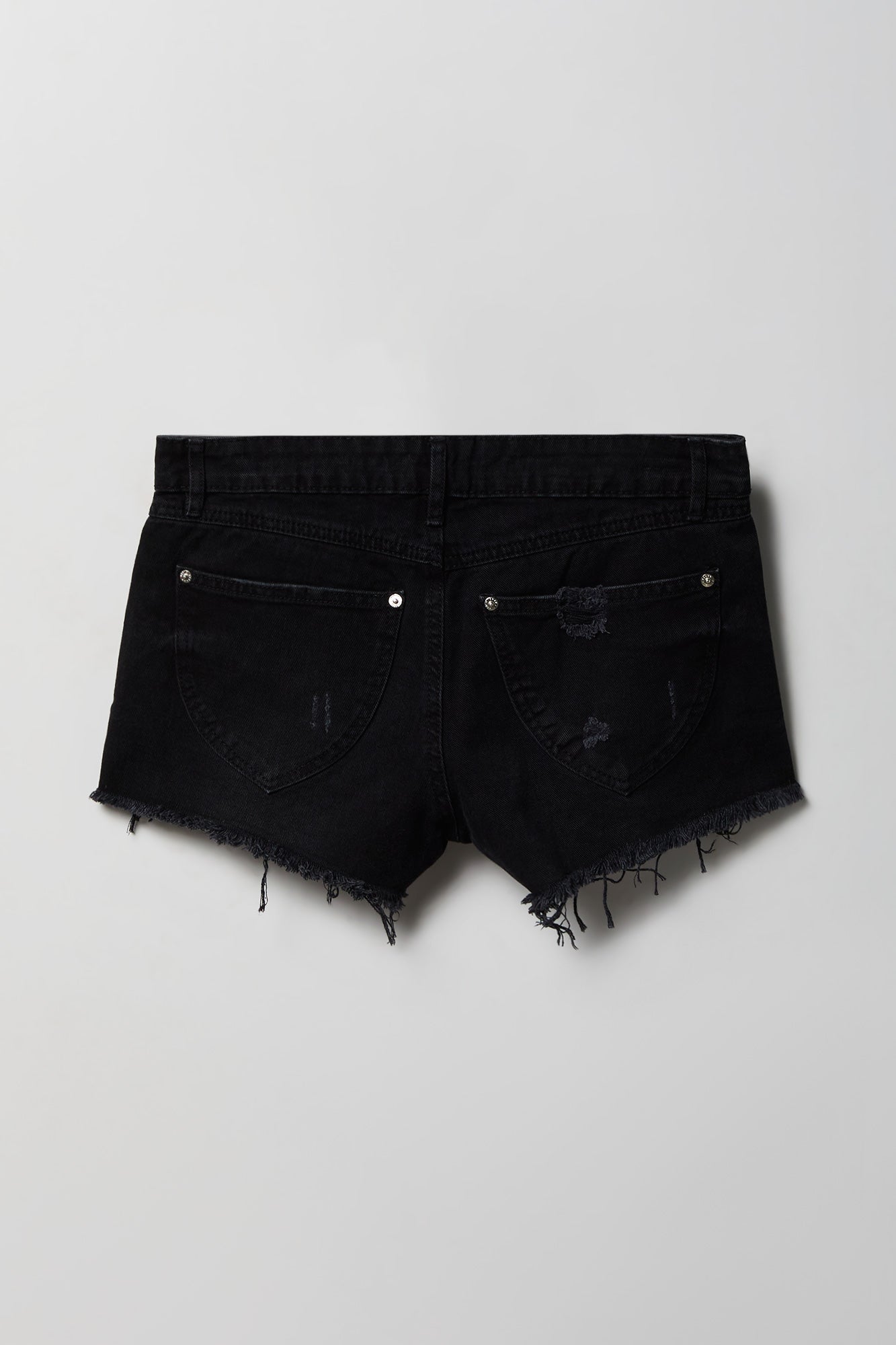 Ripped Low Rise Black Denim Short