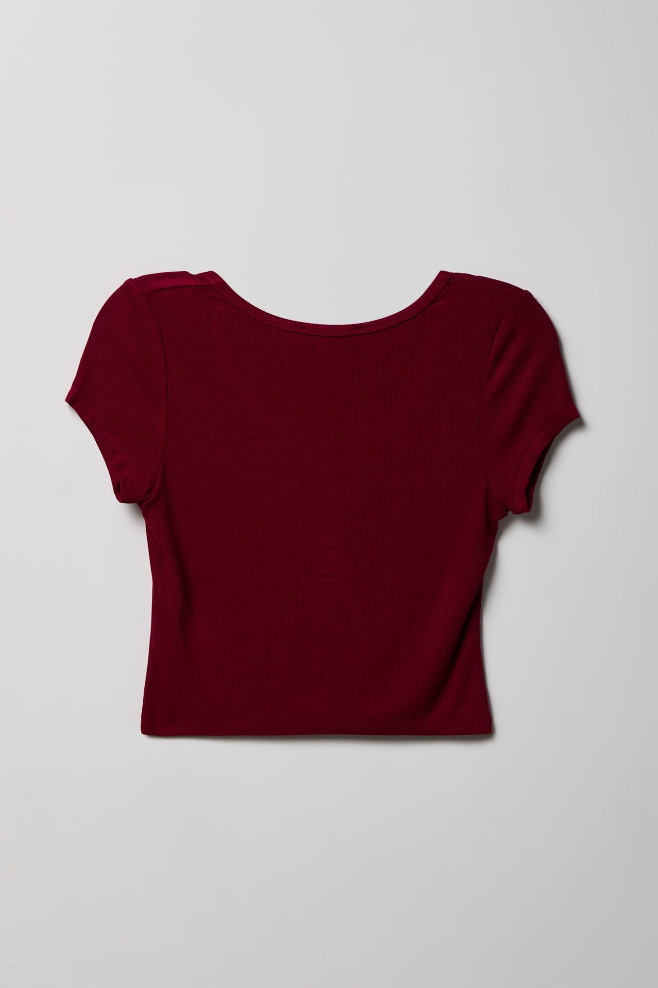 Ribbed Scoop Neck Button-Up Top