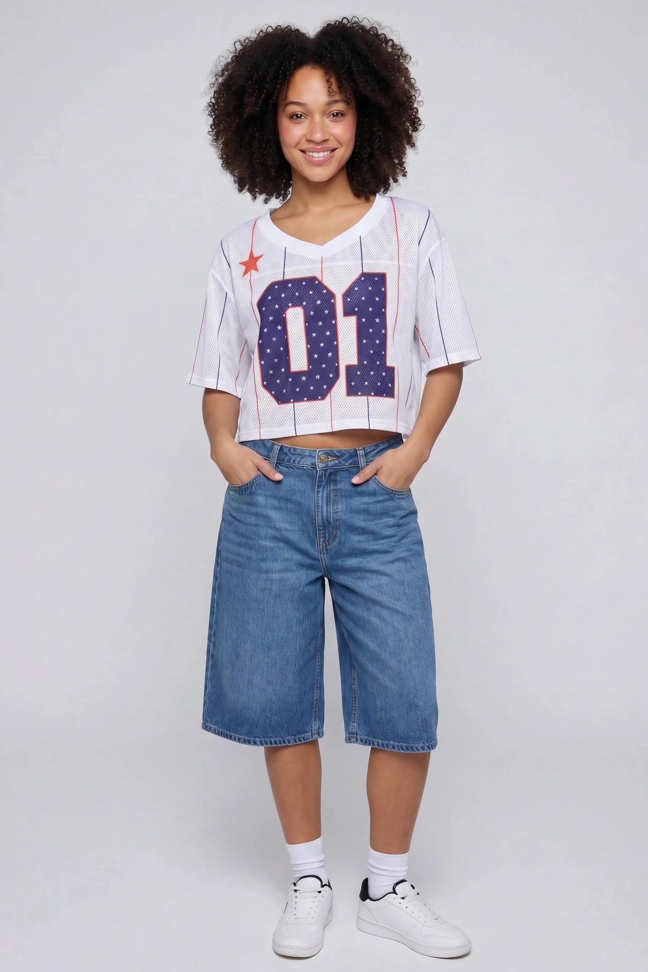 USA Graphic Mesh Cropped Jersey