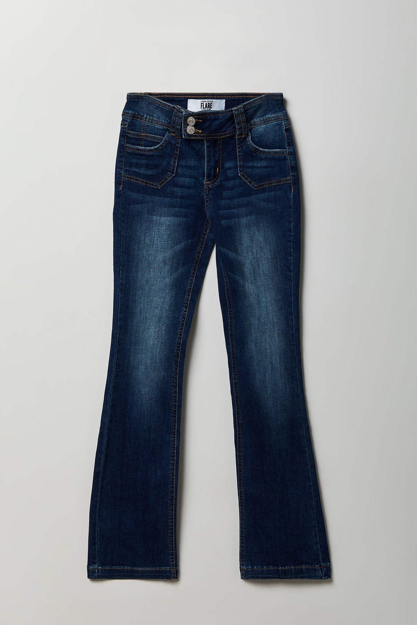 Stretch Low Rise Rhinestone Embroidered Flare Jean