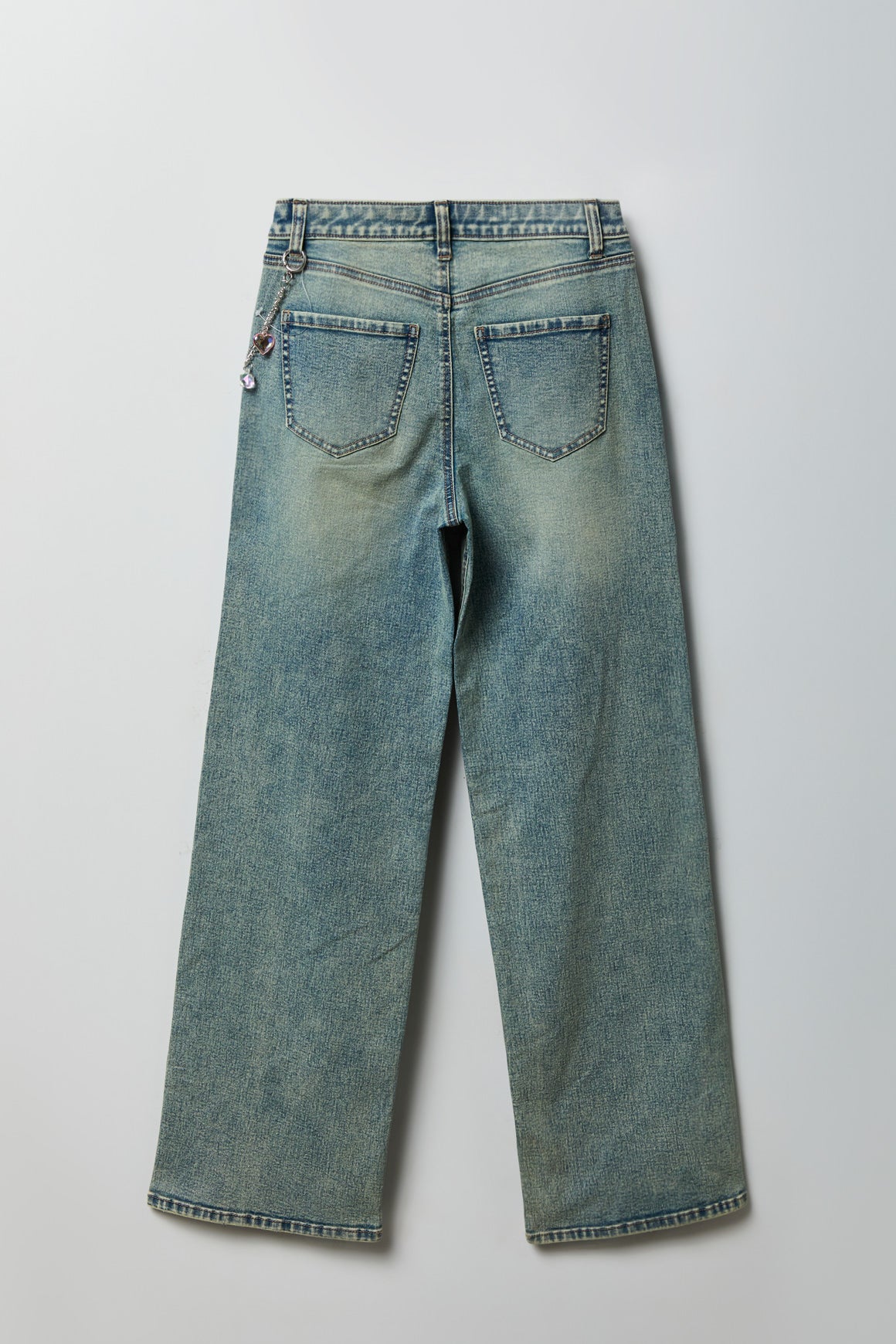 Paris Stretch High Rise Wide Leg Jean with Keychain