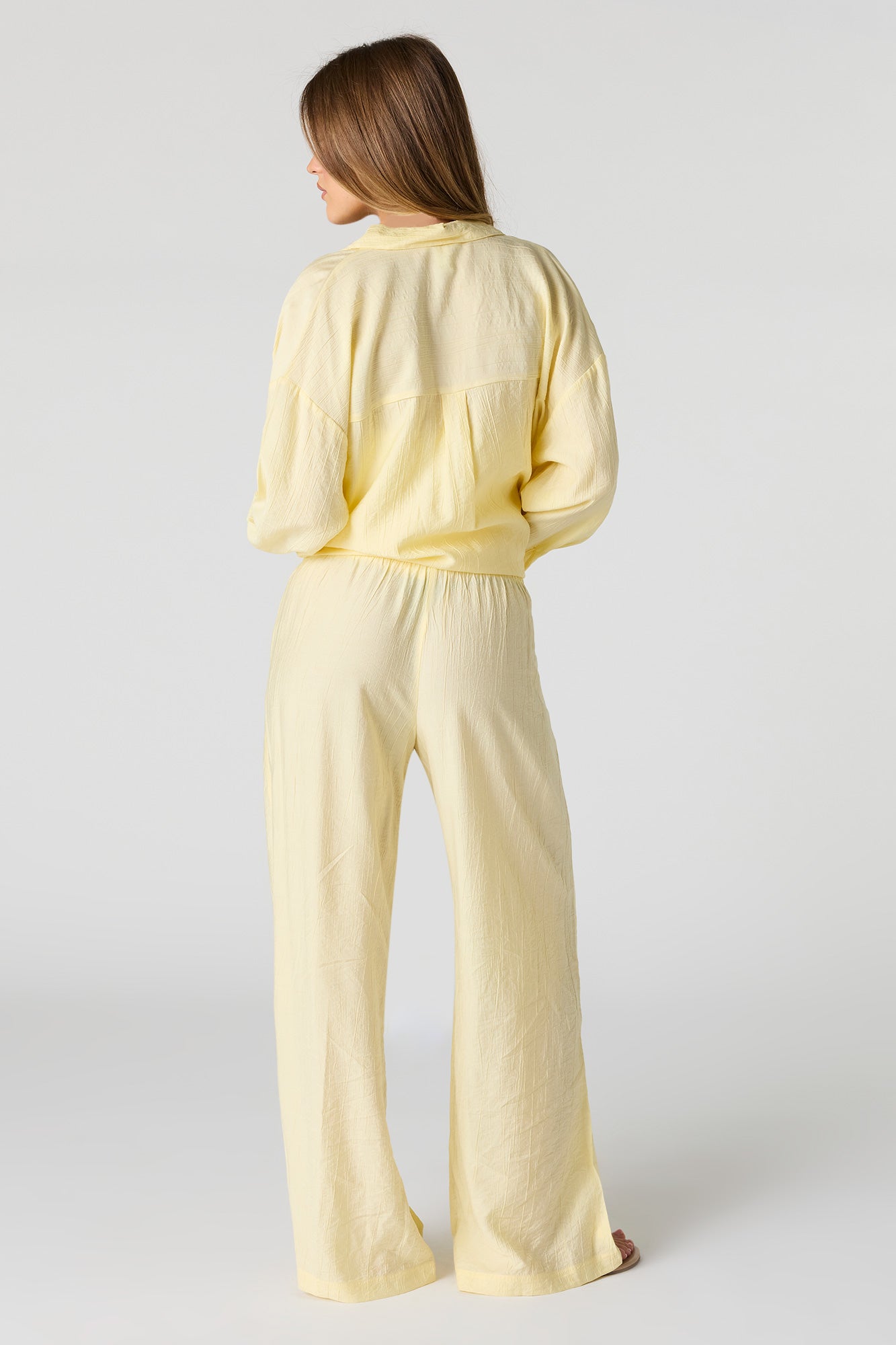 Textured Flowy Wide Leg Pant