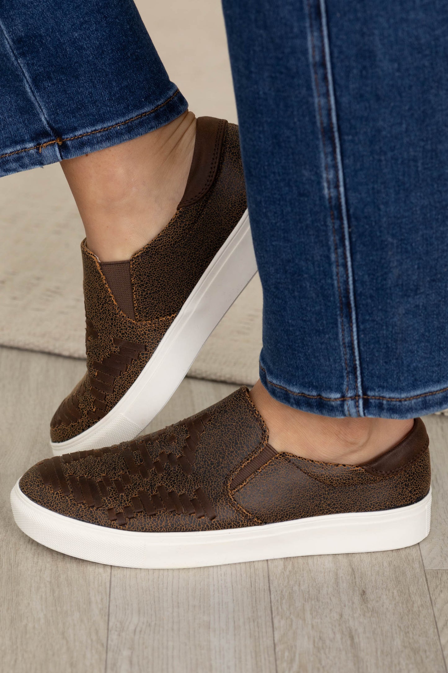 Brown Woven Slip On Shoe