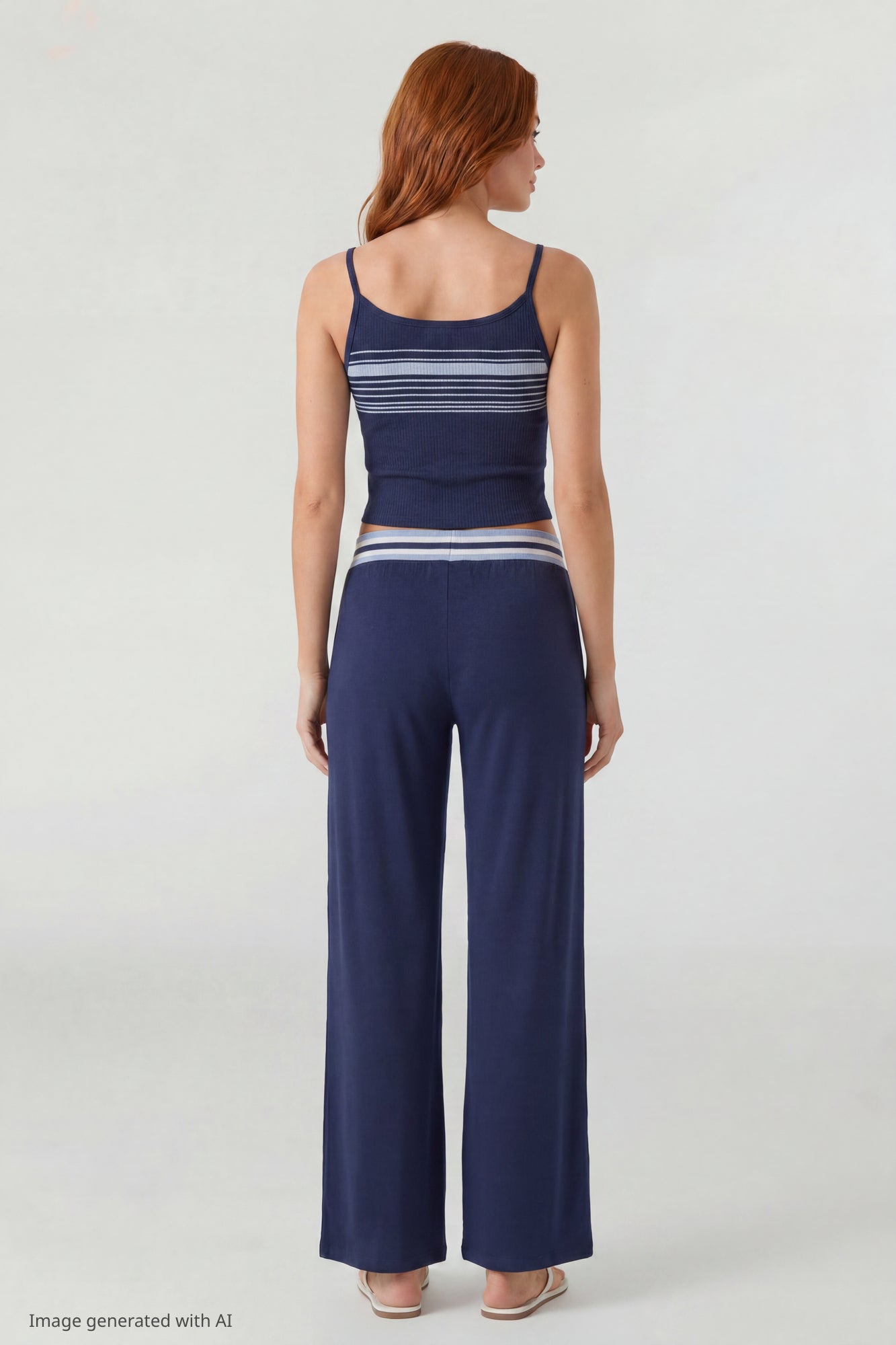 Striped Waist Wide Leg Pant