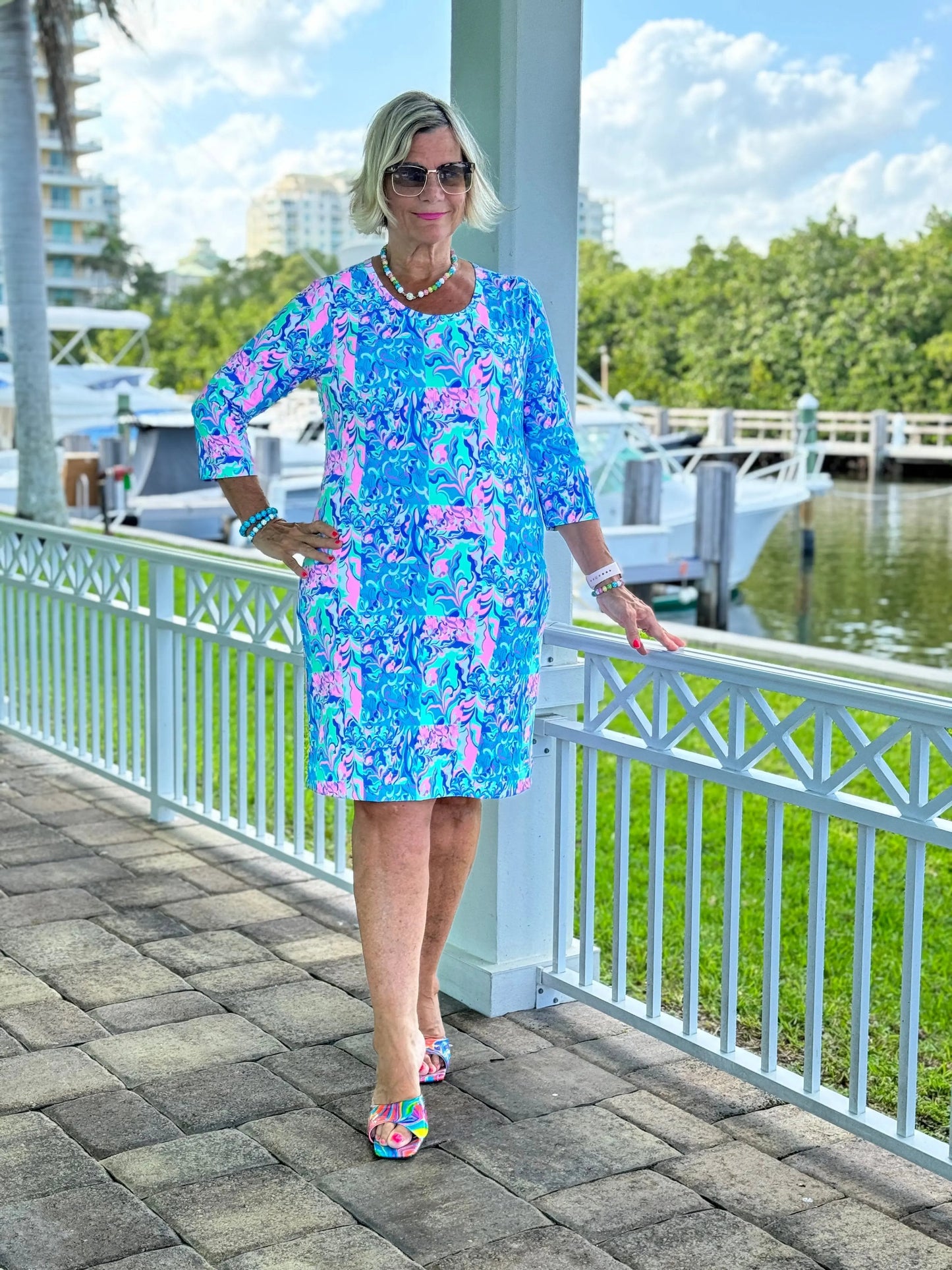 SPLASH OF PINK SLEEVE DRESS