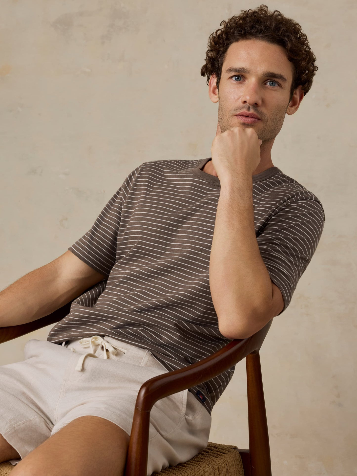 Sunwashed Regenerative Tee - Verona Brown Stripe
