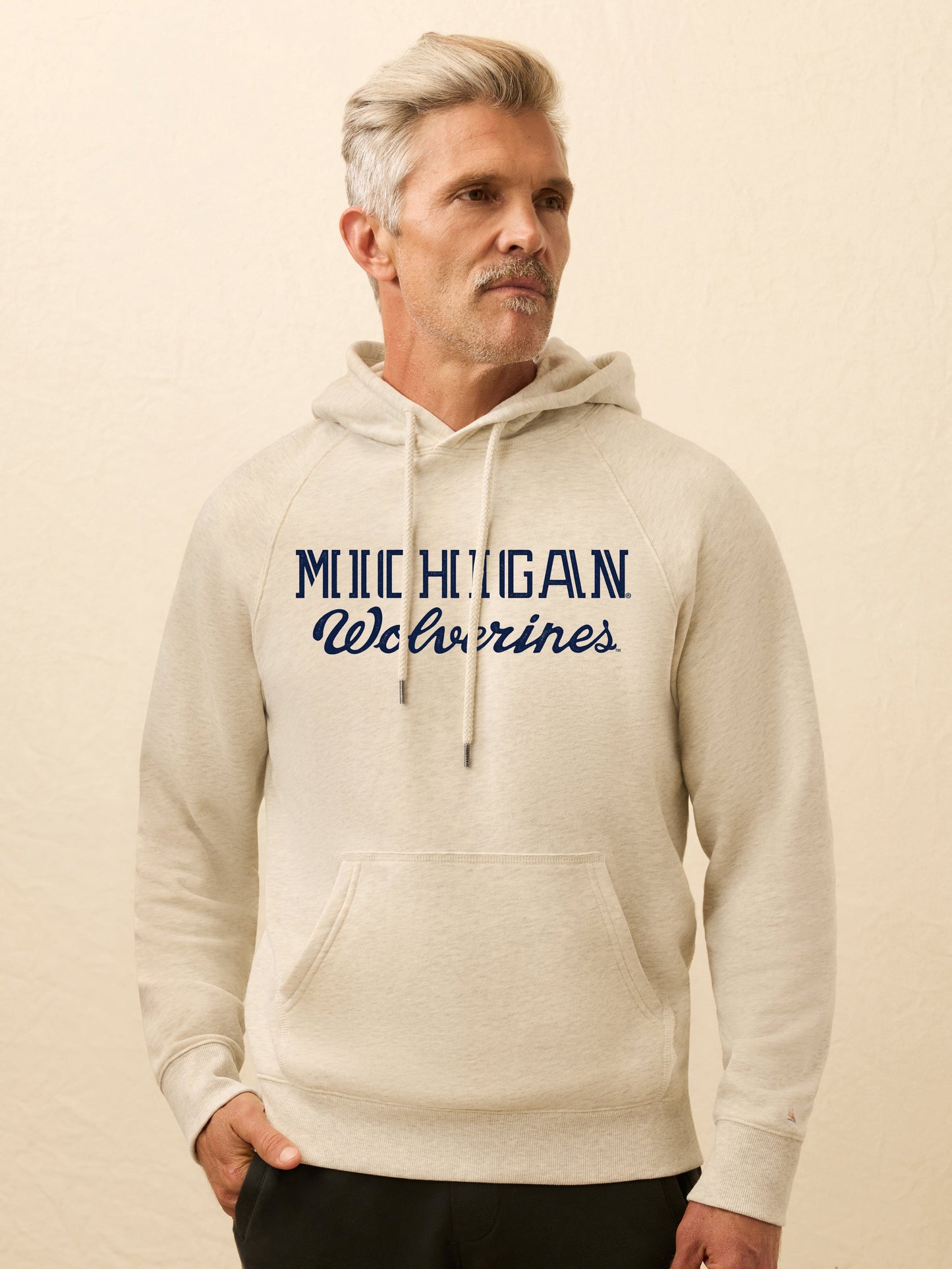 University of Michigan High Standard Fleece Hoodie - Antique Ivory Heather