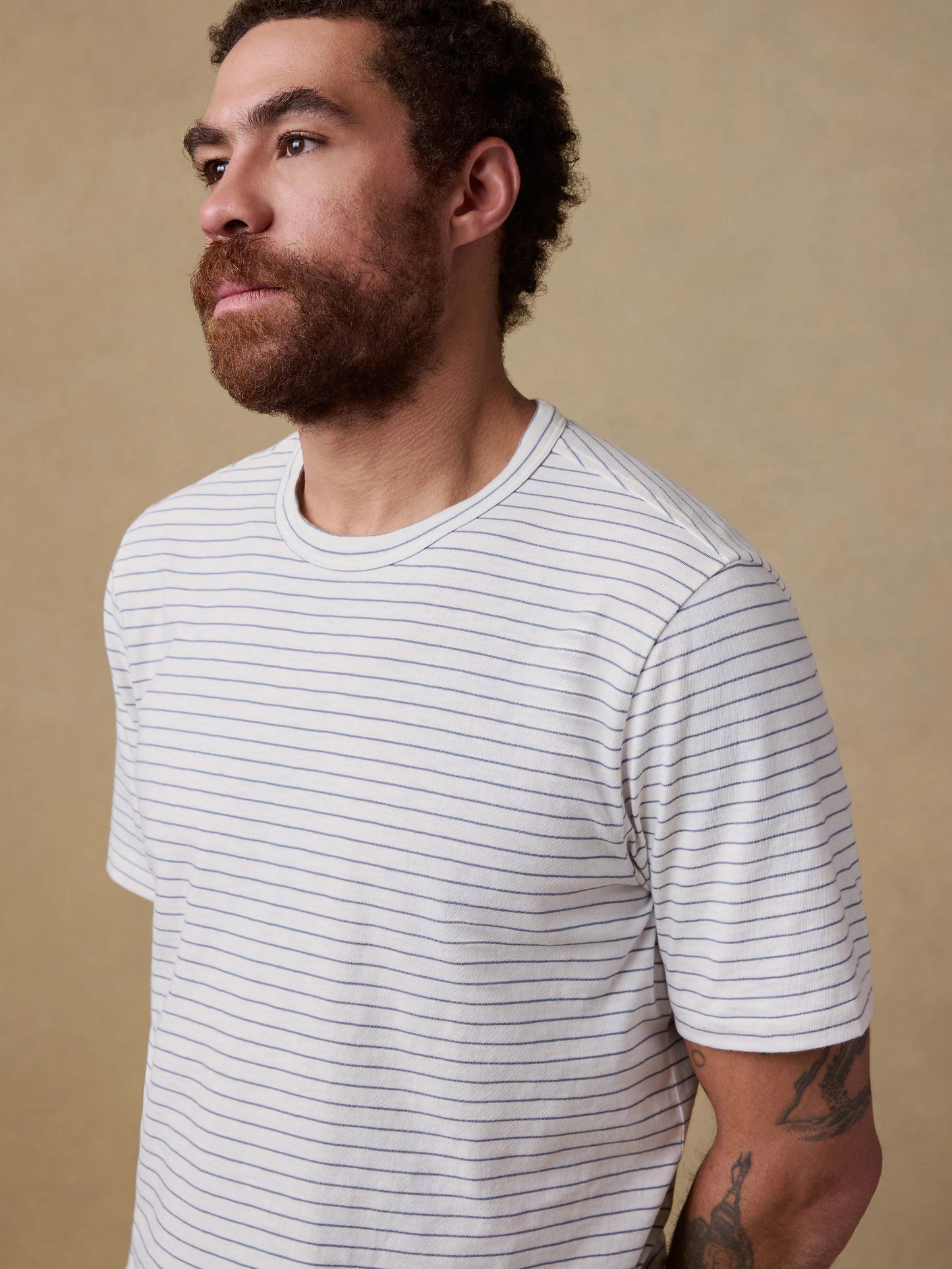 Sunwashed Regenerative Tee - Cream Flint Stripe