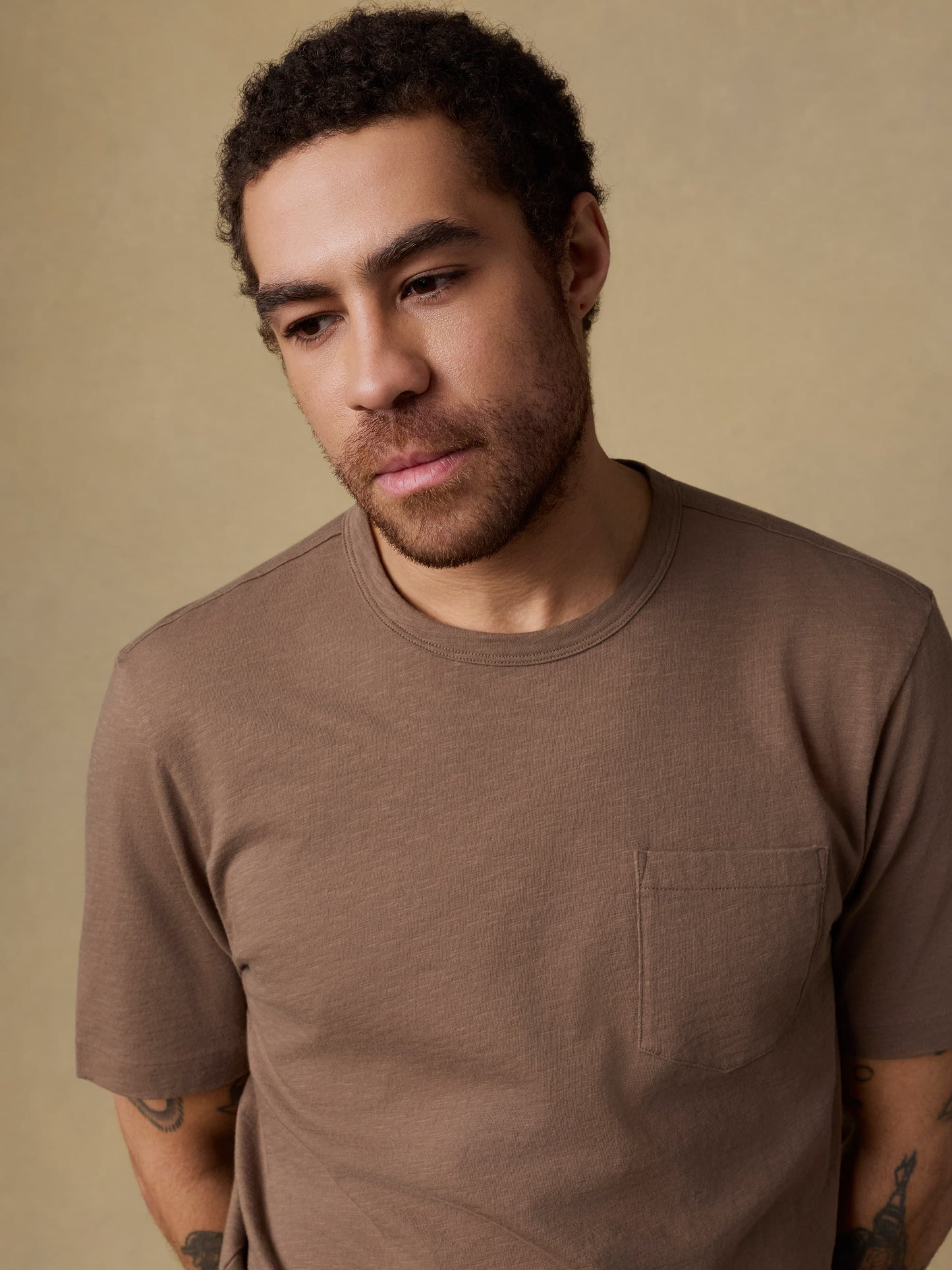 Sunwashed Regenerative Pocket Tee - Island Brown