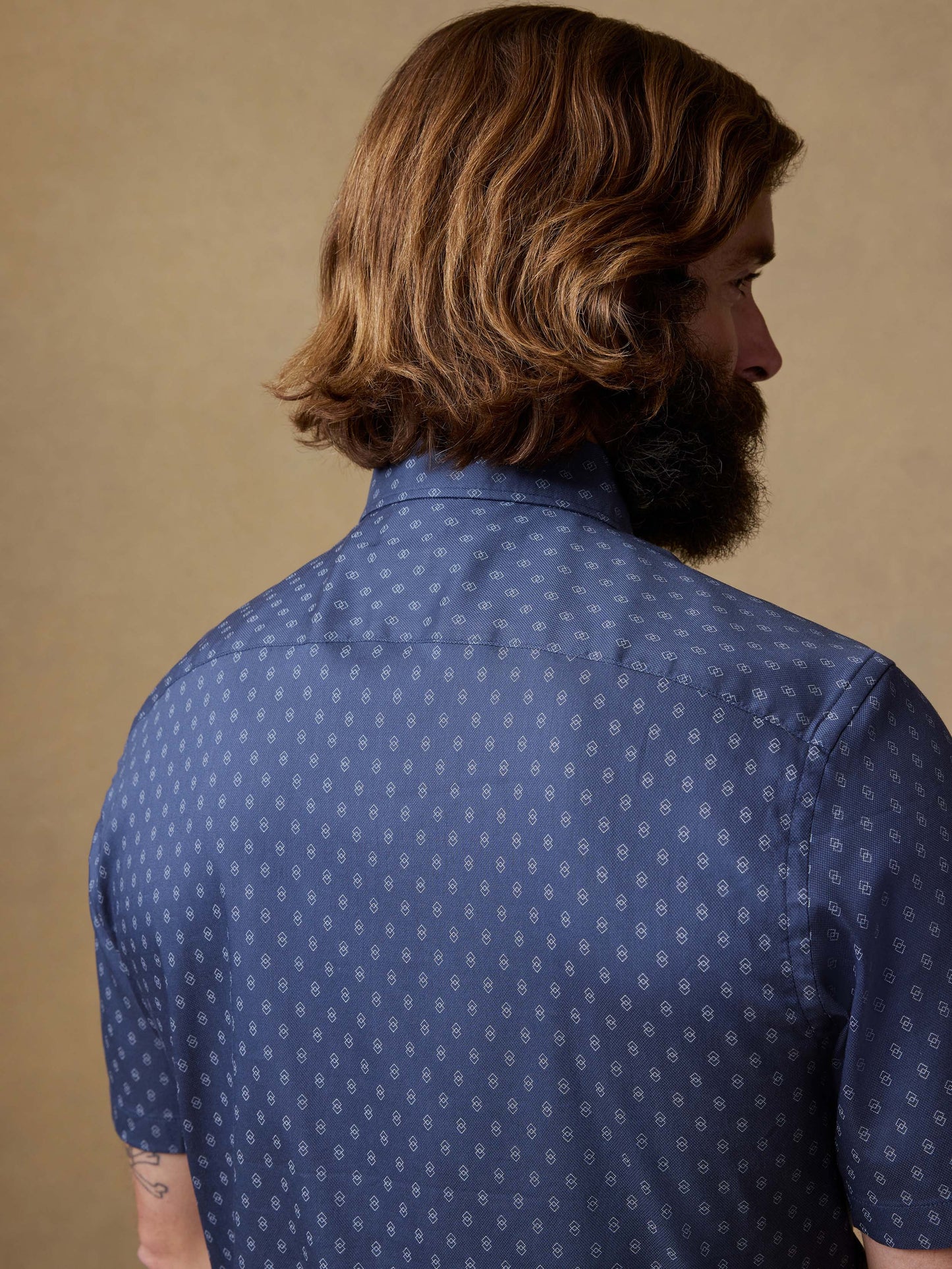Short-Sleeve Movement™ Monterey Shirt - Navy Dusk Diamond