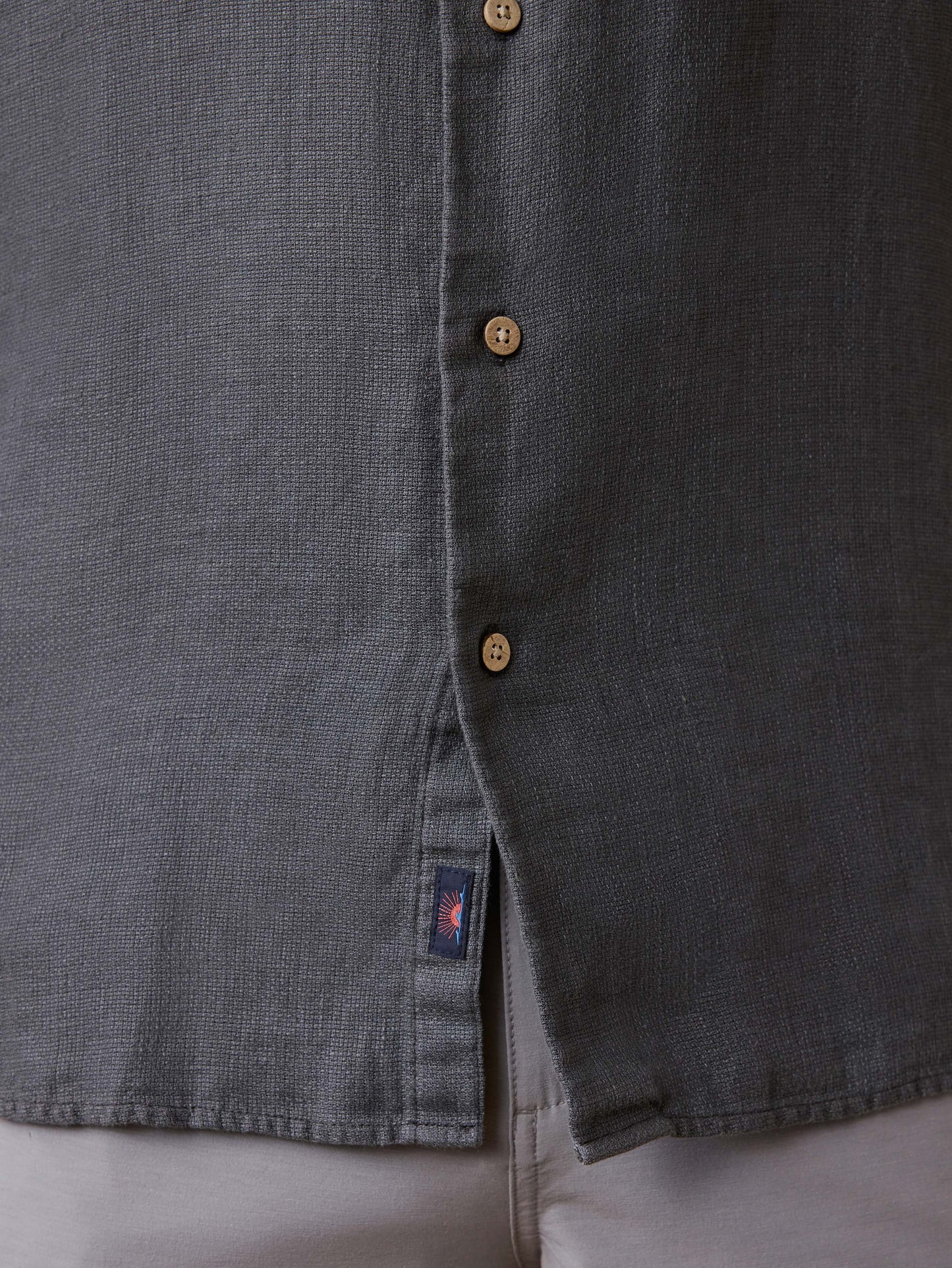 Short-Sleeve Palma Linen Shirt - Washed Black Basketweave