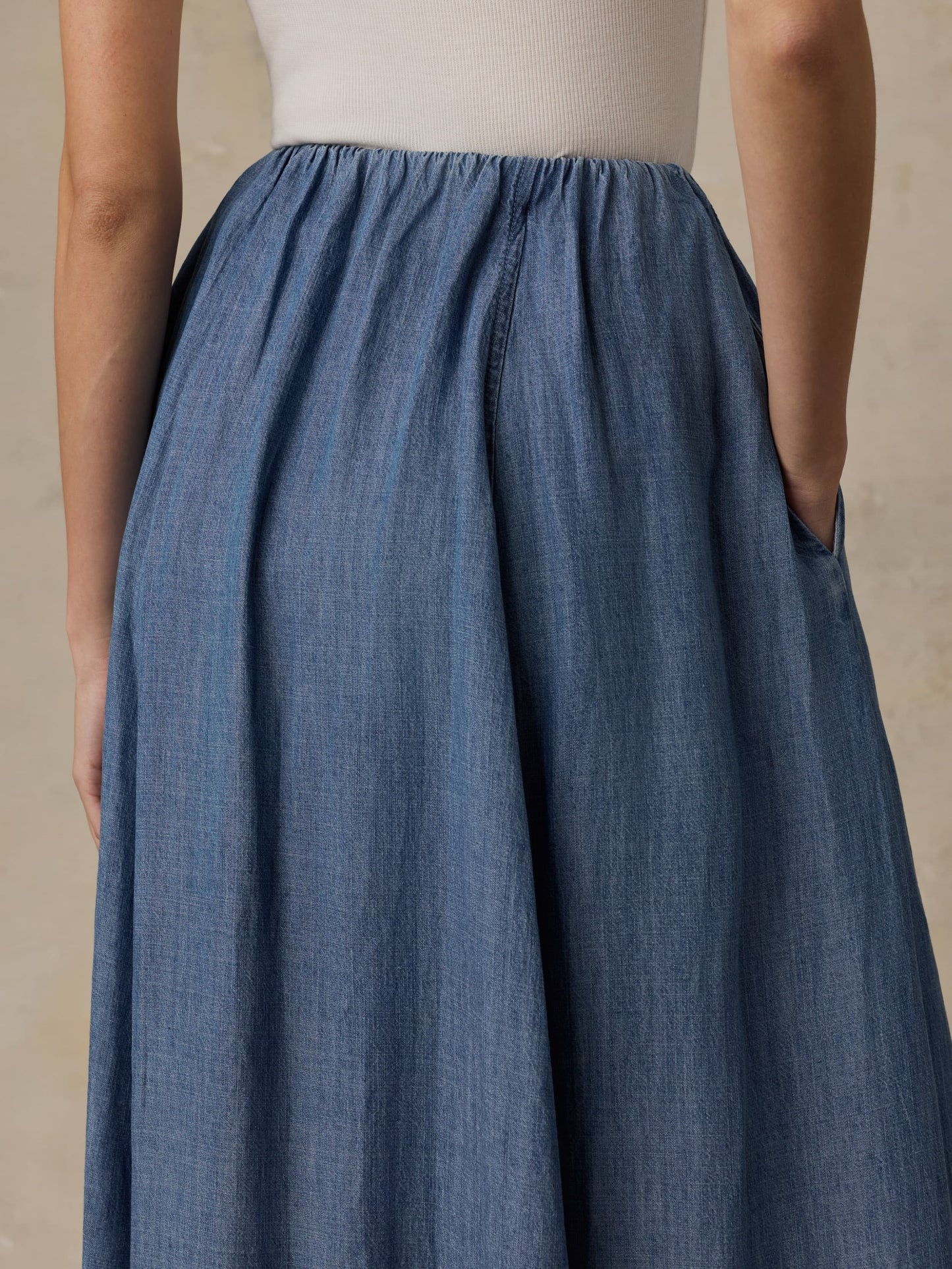 Tried & True Chambray Nera Skirt - River Mist Wash