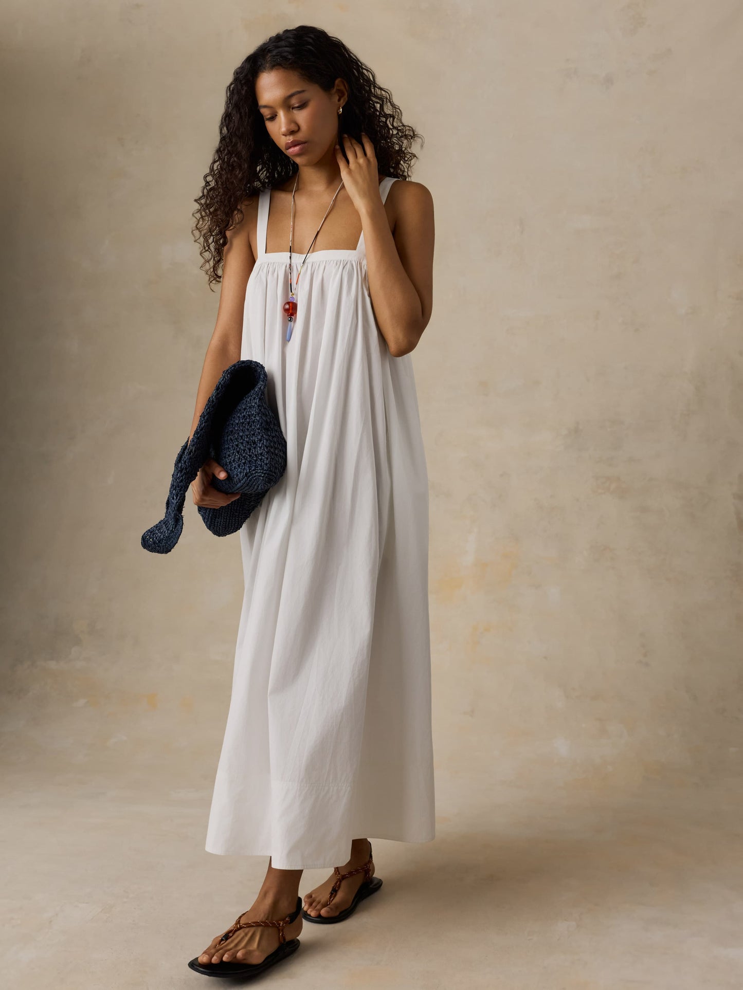 Coastal Poplin Emmy Dress - White