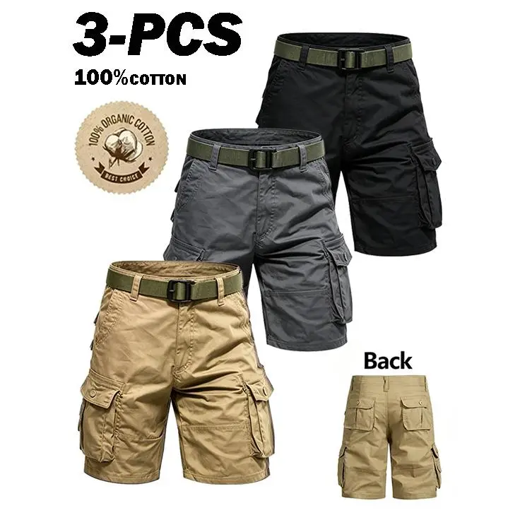 🔥 Men’s Lightweight Cargo Shorts – Utility Pockets & Included Belt