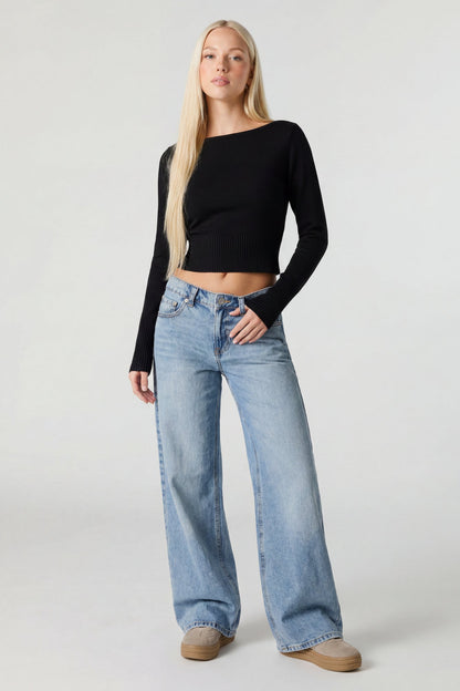 Boat Neck Long Sleeve Sweater