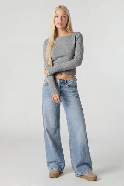 Boat Neck Long Sleeve Sweater