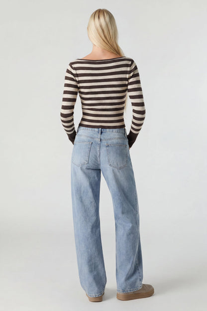 Boat Neck Long Sleeve Sweater