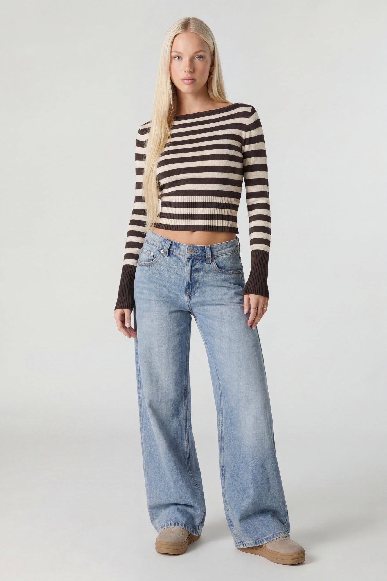 Boat Neck Long Sleeve Sweater
