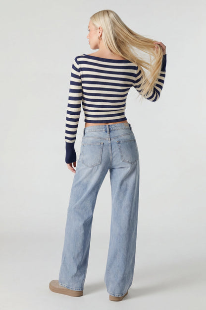 Boat Neck Long Sleeve Sweater