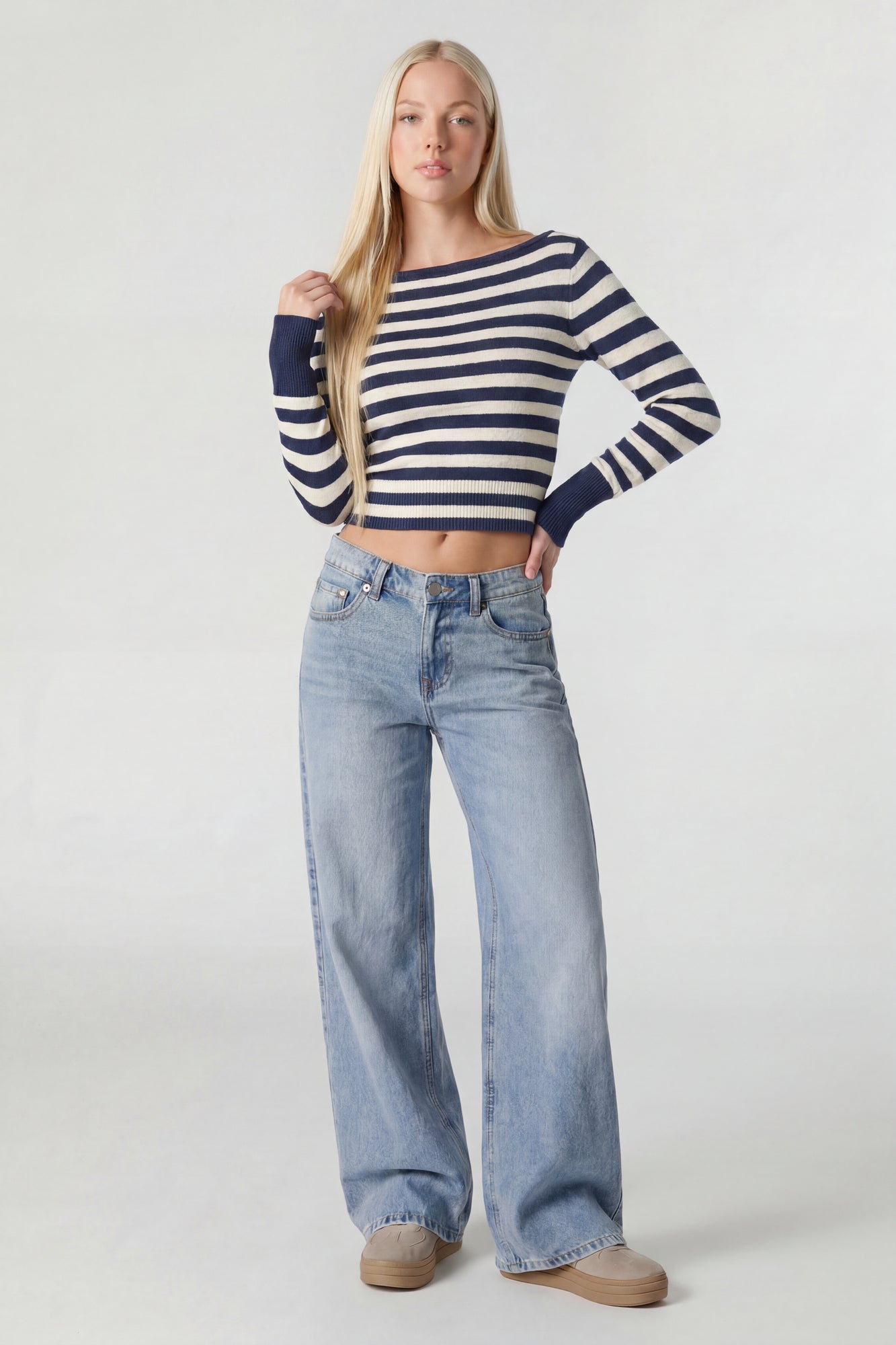 Boat Neck Long Sleeve Sweater