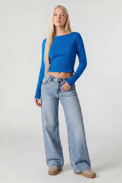 Boat Neck Long Sleeve Sweater