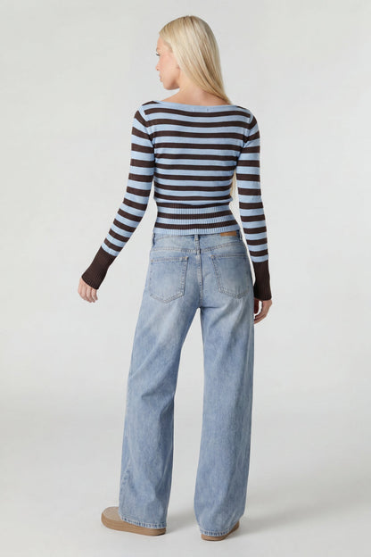 Boat Neck Long Sleeve Sweater