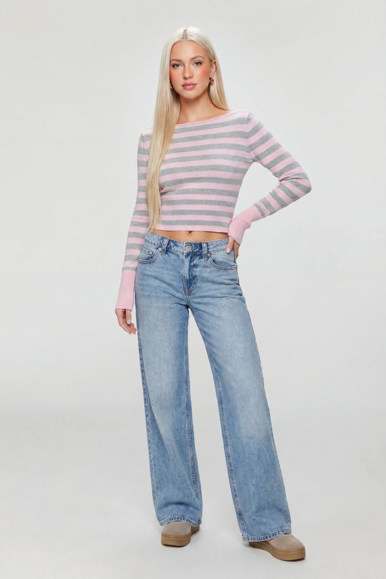 Boat Neck Long Sleeve Sweater