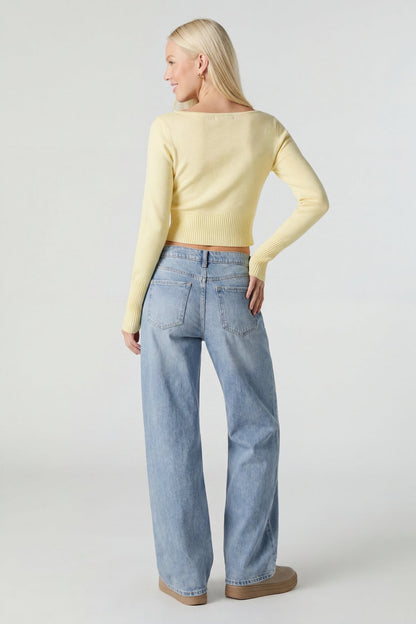 Boat Neck Long Sleeve Sweater