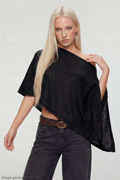 Knit Off Shoulder Poncho