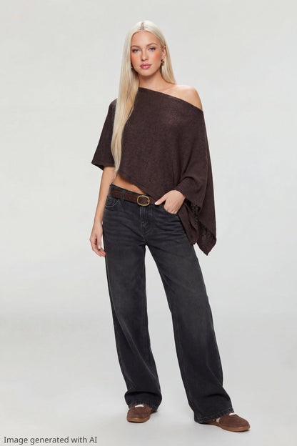 Knit Off Shoulder Poncho