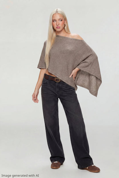 Knit Off Shoulder Poncho