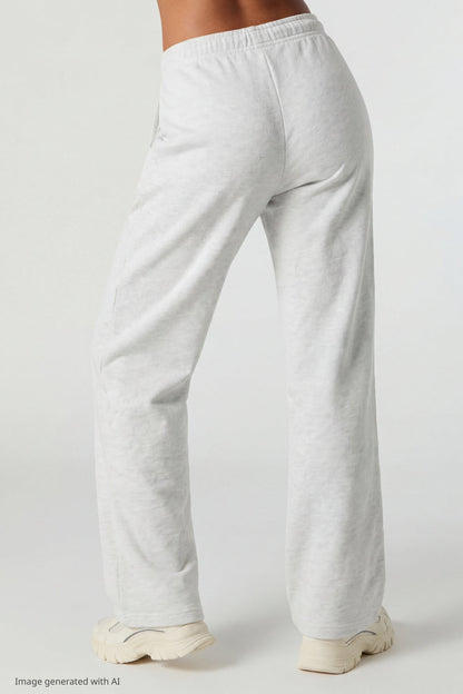 Fleece Rhinestone Wide Leg Sweatpant