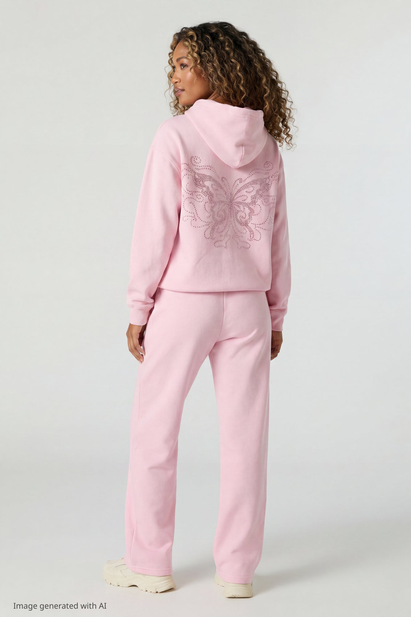 Fleece Rhinestone Wide Leg Sweatpant