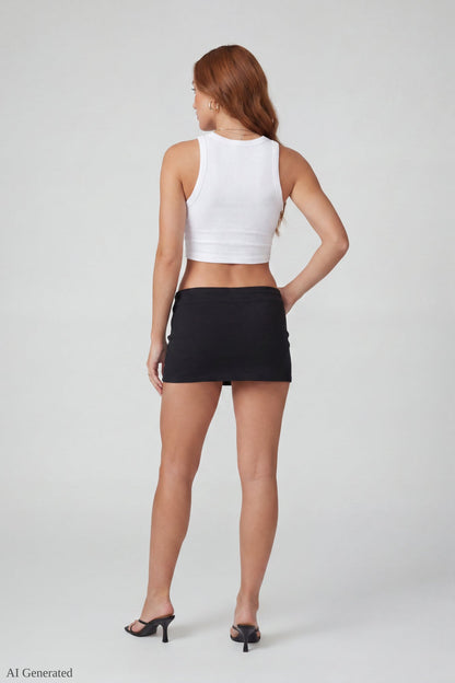 Graphic Drawstring Mini Skirt