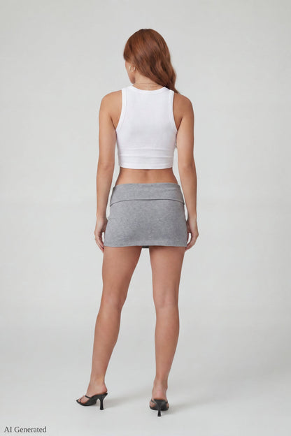 Graphic Drawstring Mini Skirt