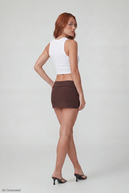Graphic Drawstring Mini Skirt