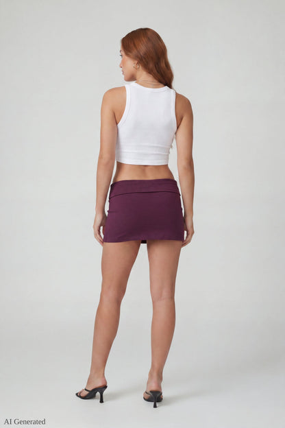 Graphic Drawstring Mini Skirt