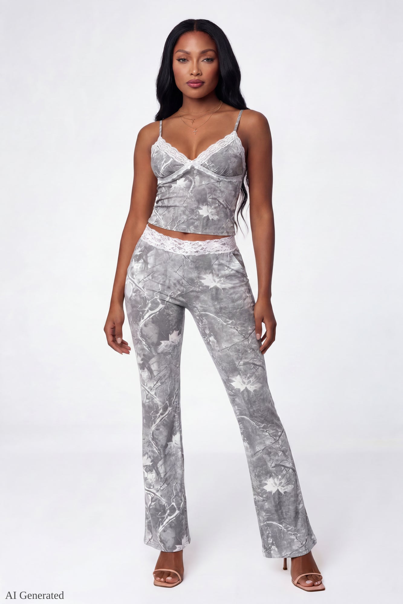 Soft Lace Trim Flare Pant