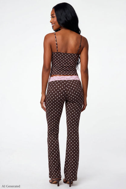 Soft Lace Trim Flare Pant