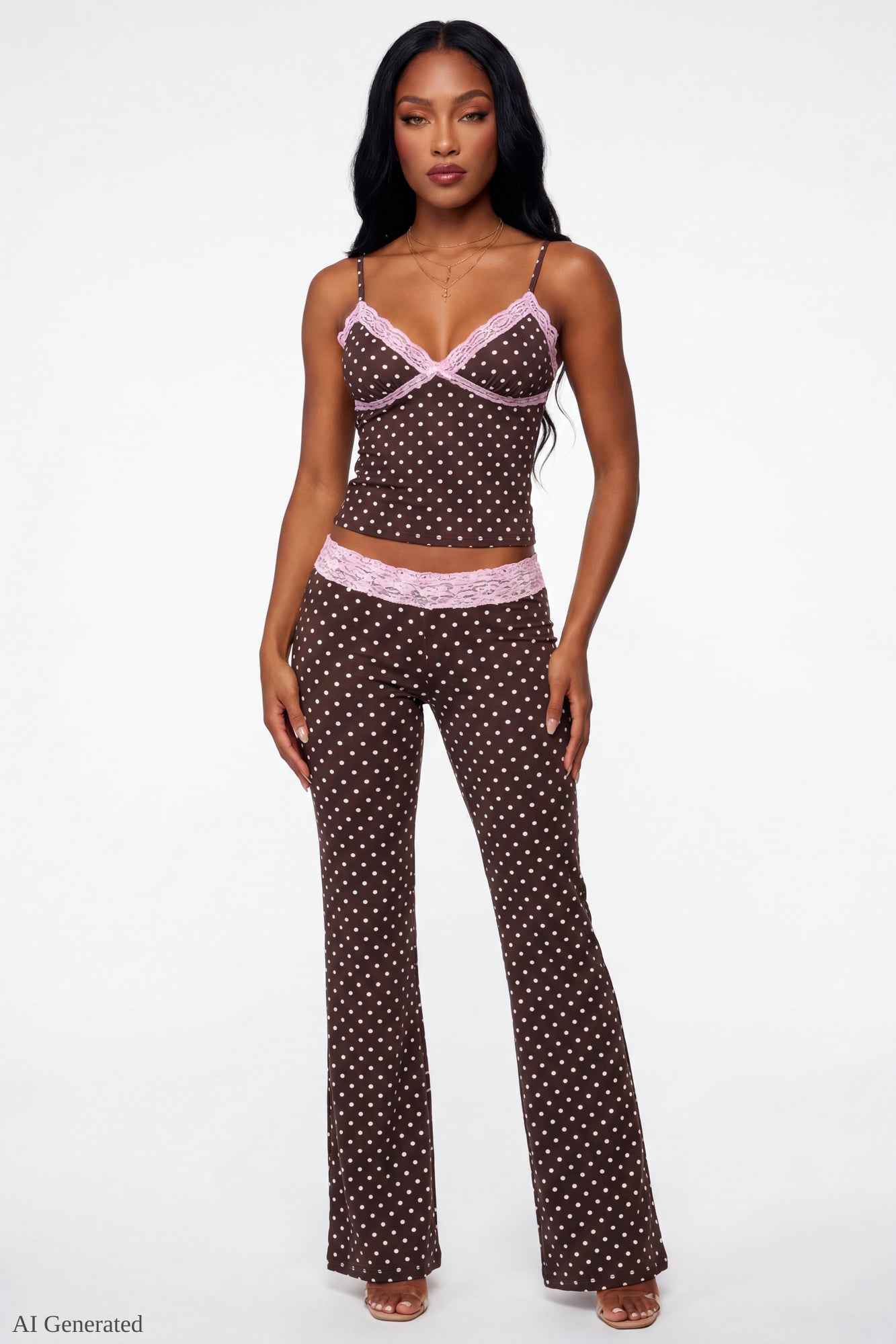 Soft Lace Trim Flare Pant