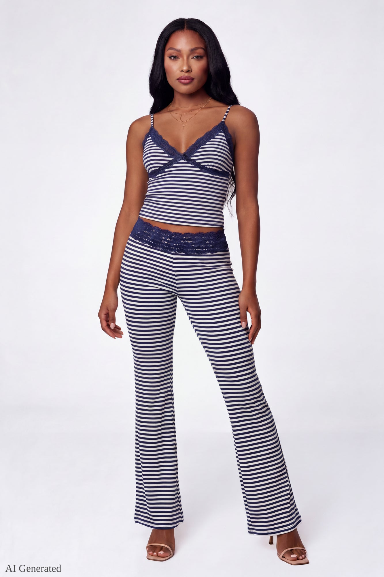 Soft Lace Trim Flare Pant