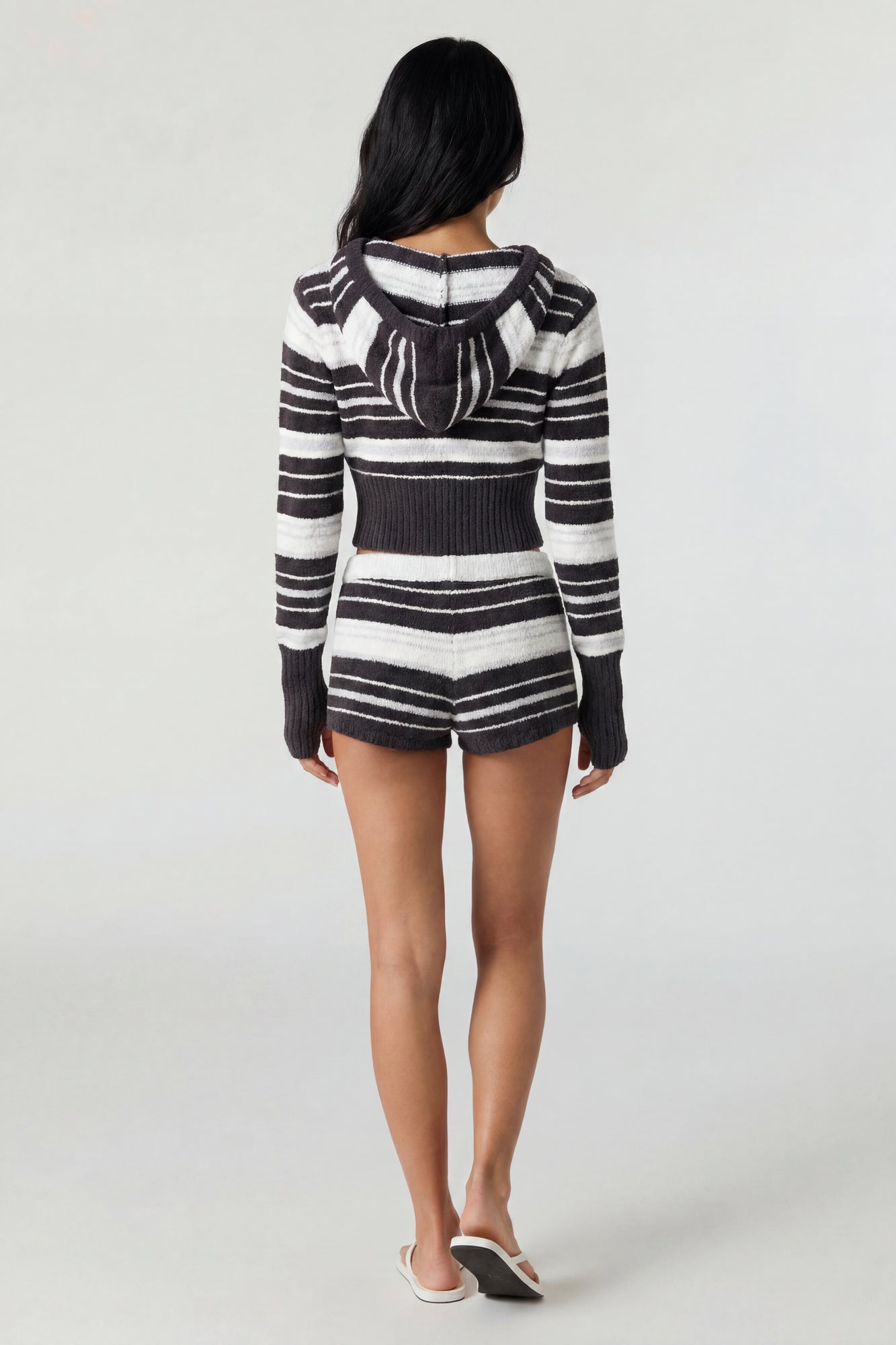 Striped Knit Hoodie & Short Set