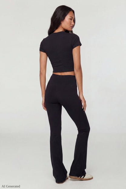 Square Neck T-Shirt & Flare Legging Set