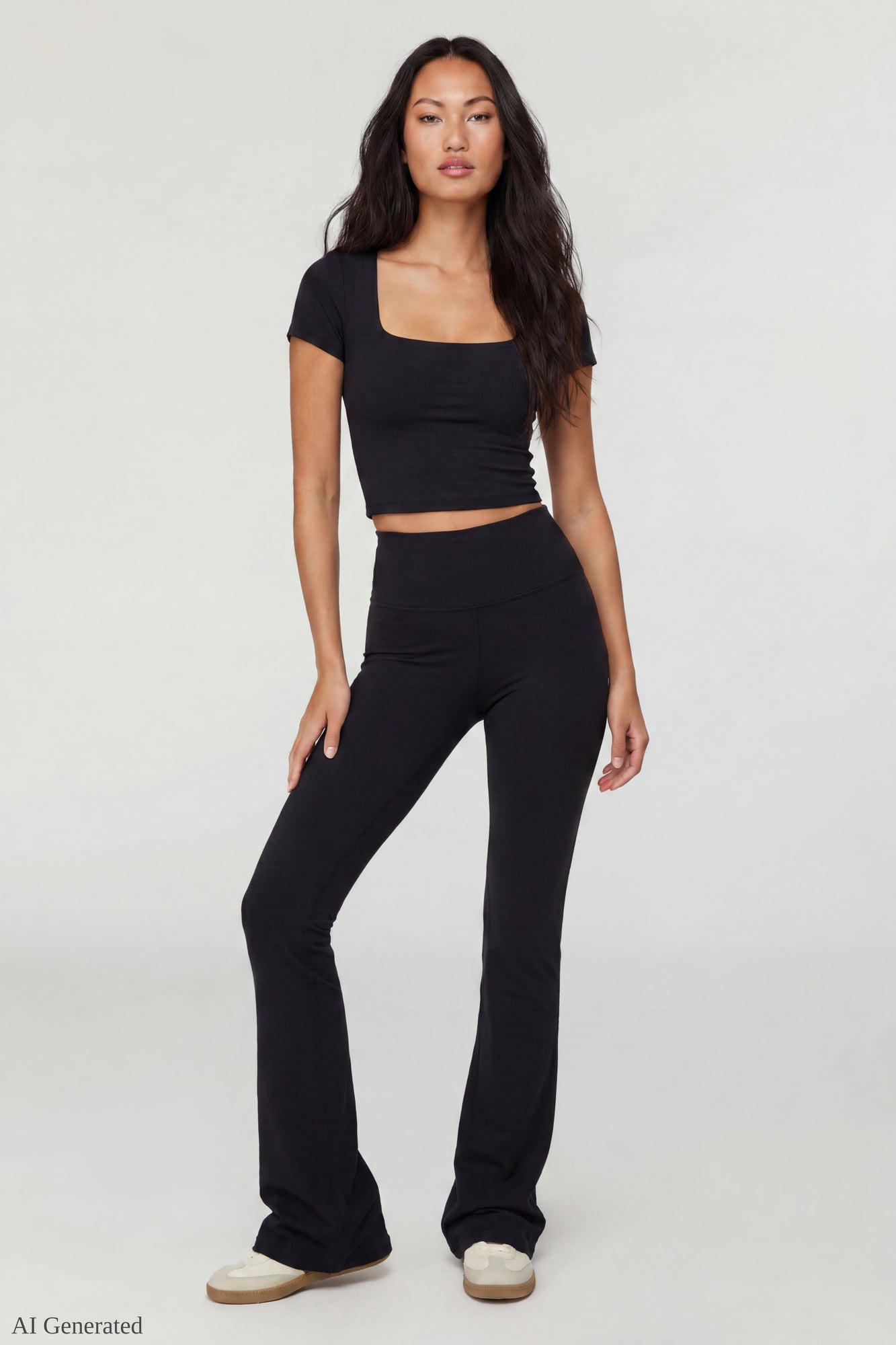 Square Neck T-Shirt & Flare Legging Set