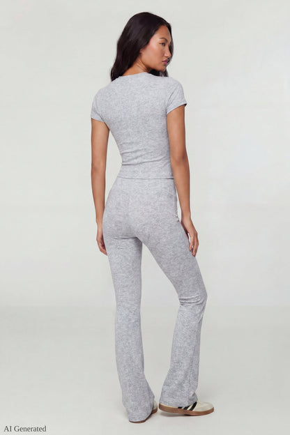 Square Neck T-Shirt & Flare Legging Set