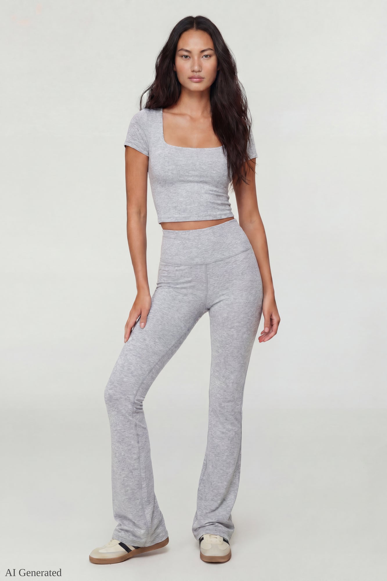 Square Neck T-Shirt & Flare Legging Set
