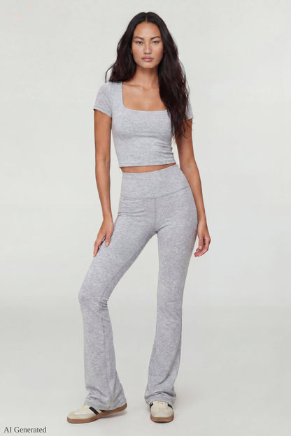 Square Neck T-Shirt & Flare Legging Set