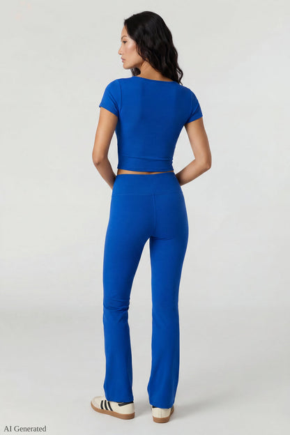 Square Neck T-Shirt & Flare Legging Set