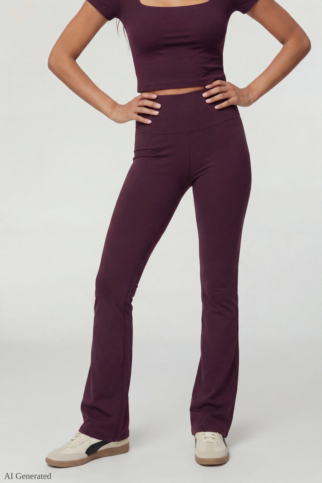Square Neck T-Shirt & Flare Legging Set