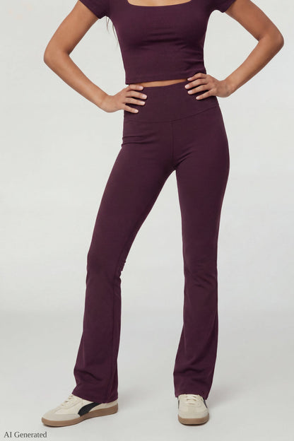 Square Neck T-Shirt & Flare Legging Set
